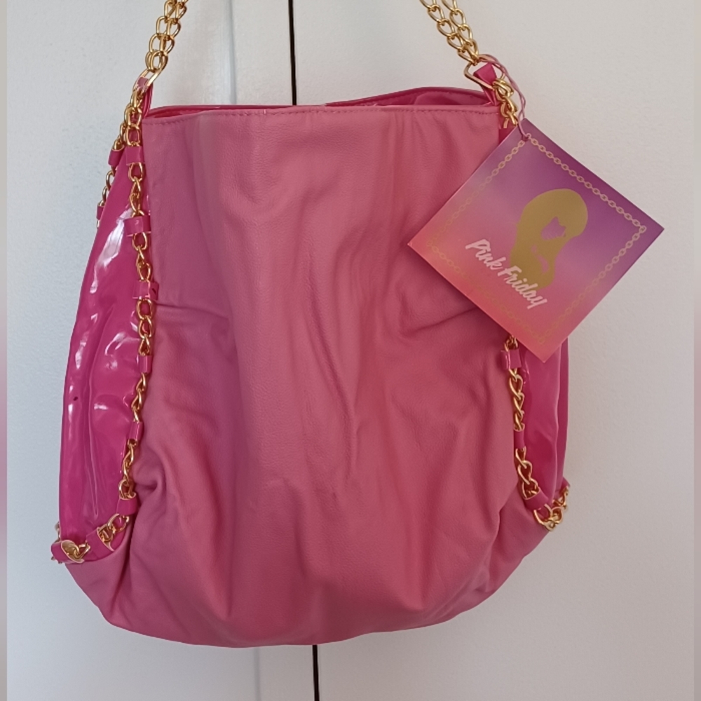 Nicki Minaj Pink & Gold Shoulder Bag with Chain Strap NWT